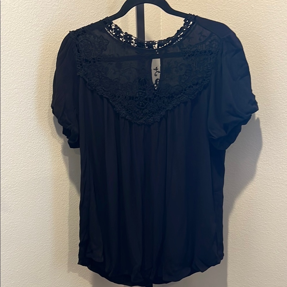 Torrid Black Cuffed Sleeve Blouse